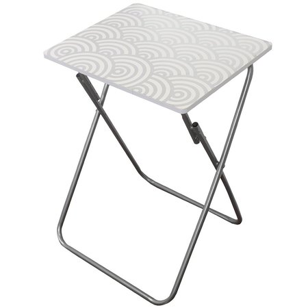 HOME BASICS Home Basics Metallic Multi-Purpose Foldable Table, Silver ZOR96324